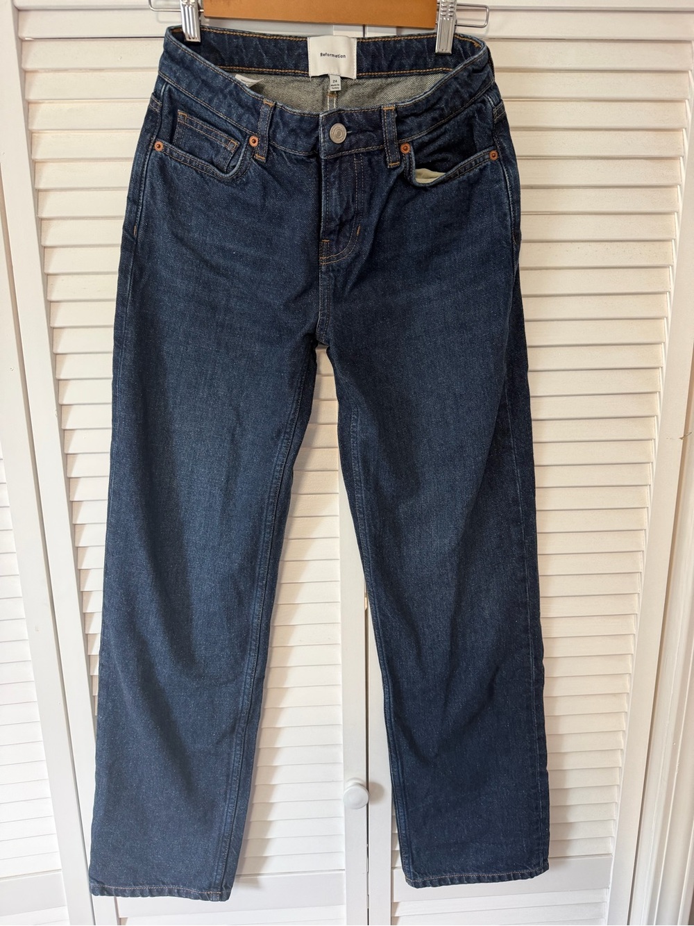 Reformation Women's Dark Indigo Straight Jeans